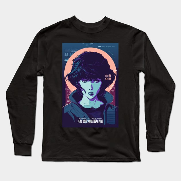 Ghost In The Shell - Major Motoko Kusanagi Japanese Anime Long Sleeve T-Shirt by NeonOverdrive